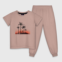 Пижама хлопковая детская Palm tree, цвет: пыльно-розовый