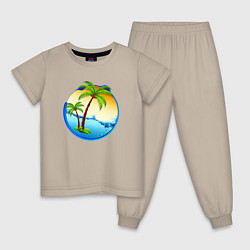 Пижама хлопковая детская Palm beach, цвет: миндальный