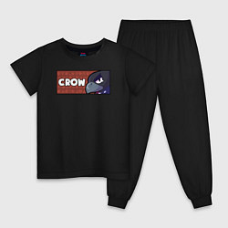Пижама хлопковая детская CROW ПЛАШКА, цвет: черный
