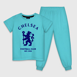 Пижама хлопковая детская Chelsea Est. 1905 цвета бирюзовый — фото 1