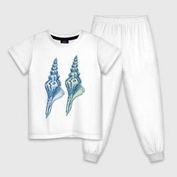 Пижама хлопковая детская Sea House II, цвет: белый