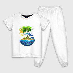 Пижама хлопковая детская Морской мир, цвет: белый