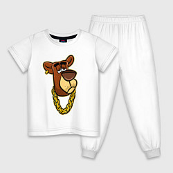Пижама хлопковая детская Крутой медведь, цвет: белый