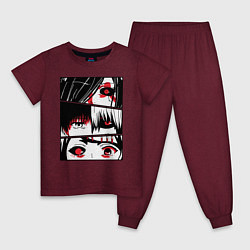 Пижама хлопковая детская Токийский Гуль, цвет: меланж-бордовый