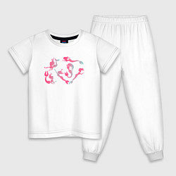 Пижама хлопковая детская Русалки градиент, цвет: белый