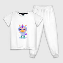 Пижама хлопковая детская Unicorn, цвет: белый