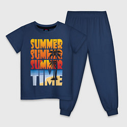 Пижама хлопковая детская SUMMER TIME, цвет: тёмно-синий