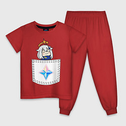 Пижама хлопковая детская Pocket Paimon, цвет: красный