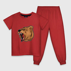 Пижама хлопковая детская Медведь, цвет: красный