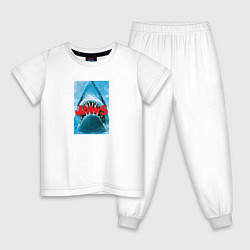 Пижама хлопковая детская Jaws classic, цвет: белый