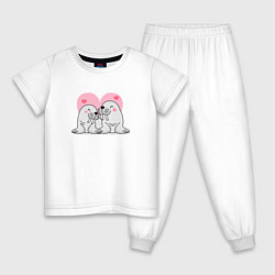 Пижама хлопковая детская Влюбленные моржи, цвет: белый