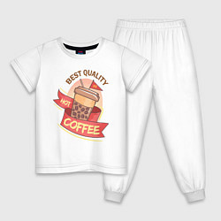 Пижама хлопковая детская Hot Coffee, цвет: белый