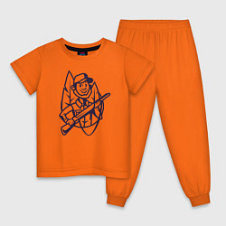 Пижама хлопковая детская Охотник с ружьем, цвет: оранжевый