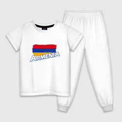 Пижама хлопковая детская Armenia Flag, цвет: белый