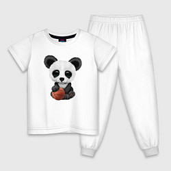 Пижама хлопковая детская Панда Баскетболист, цвет: белый