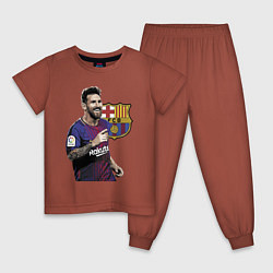 Пижама хлопковая детская Lionel Messi Barcelona Argentina, цвет: кирпичный