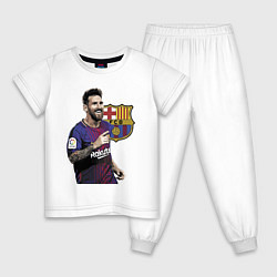 Пижама хлопковая детская Lionel Messi Barcelona Argentina, цвет: белый
