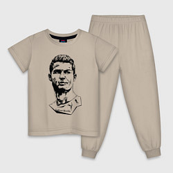 Пижама хлопковая детская Ronaldo Manchester United Portugal, цвет: миндальный