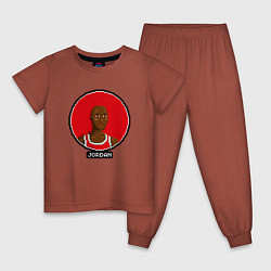 Пижама хлопковая детская Retro Jordan, цвет: кирпичный