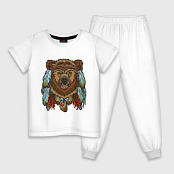 Пижама хлопковая детская Славянский медведь, цвет: белый