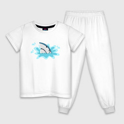 Пижама хлопковая детская Акула в воде, цвет: белый