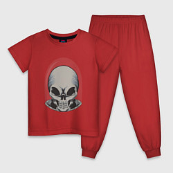 Пижама хлопковая детская Череп инопланетянина, цвет: красный