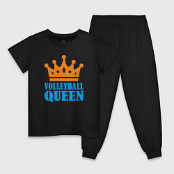 Пижама хлопковая детская Королева Волейбола, цвет: черный