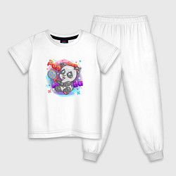 Пижама хлопковая детская Милая Панда Cute panda, цвет: белый