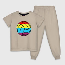 Пижама хлопковая детская Color Ball, цвет: миндальный