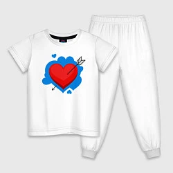 Пижама хлопковая детская Влюбленное сердце, цвет: белый