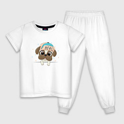 Пижама хлопковая детская Собачка в кепке Hero, цвет: белый