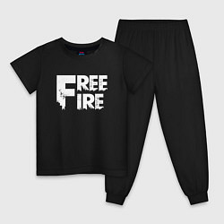 Пижама хлопковая детская FREEFIRE FF WHITE LOGO Z, цвет: черный