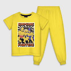 Пижама хлопковая детская Simpsons fighters, цвет: желтый