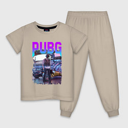 Пижама хлопковая детская PUBG NEON ПУБГ НЕОН Z, цвет: миндальный