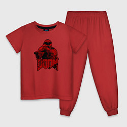 Пижама хлопковая детская DOOM RED, цвет: красный