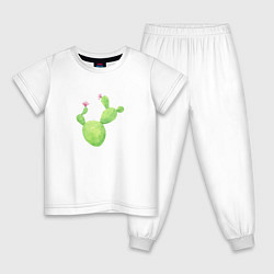 Пижама хлопковая детская Кактус, цвет: белый