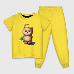 Пижама хлопковая детская Медведь, цвет: желтый