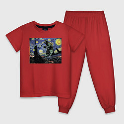 Пижама хлопковая детская Годзилла Ван Гога, цвет: красный