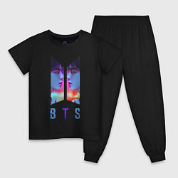 Пижама хлопковая детская Logo BTS, цвет: черный