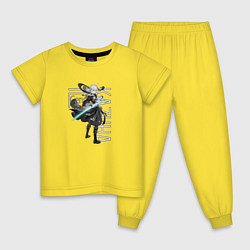 Пижама хлопковая детская Казуха genshin impact, цвет: желтый