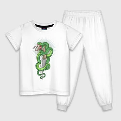 Пижама хлопковая детская Змеиный клинок, цвет: белый