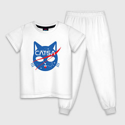Пижама хлопковая детская CATSA, цвет: белый