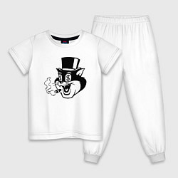 Пижама хлопковая детская Money Cat, цвет: белый