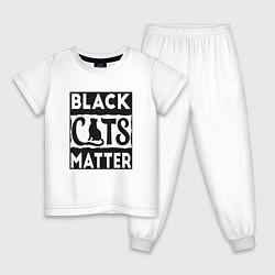 Пижама хлопковая детская Black Cats Matter, цвет: белый