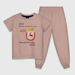 Пижама хлопковая детская НиНо 800, цвет: пыльно-розовый