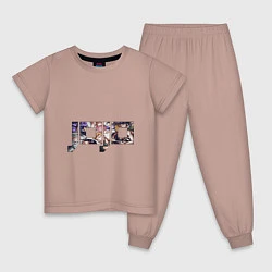 Пижама хлопковая детская Jojo Bizarre Adventure логотип, цвет: пыльно-розовый