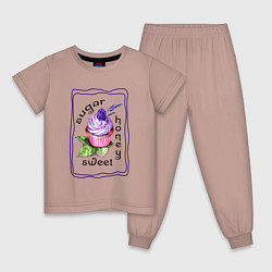 Пижама хлопковая детская Сладкое пирожное, цвет: пыльно-розовый