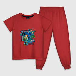 Пижама хлопковая детская Майнкрафт Под водой, цвет: красный