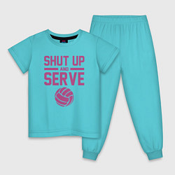Пижама хлопковая детская Shut Up And Serve, цвет: бирюзовый