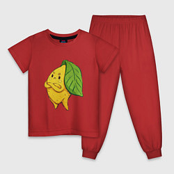 Пижама хлопковая детская Недовольный лимон, цвет: красный